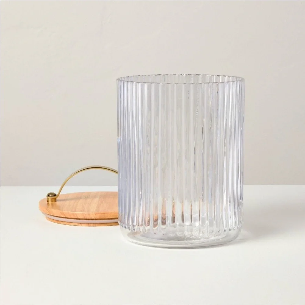 53oz Fluted Glass Storage Canister with Wood Lid - Hearth & Hand™